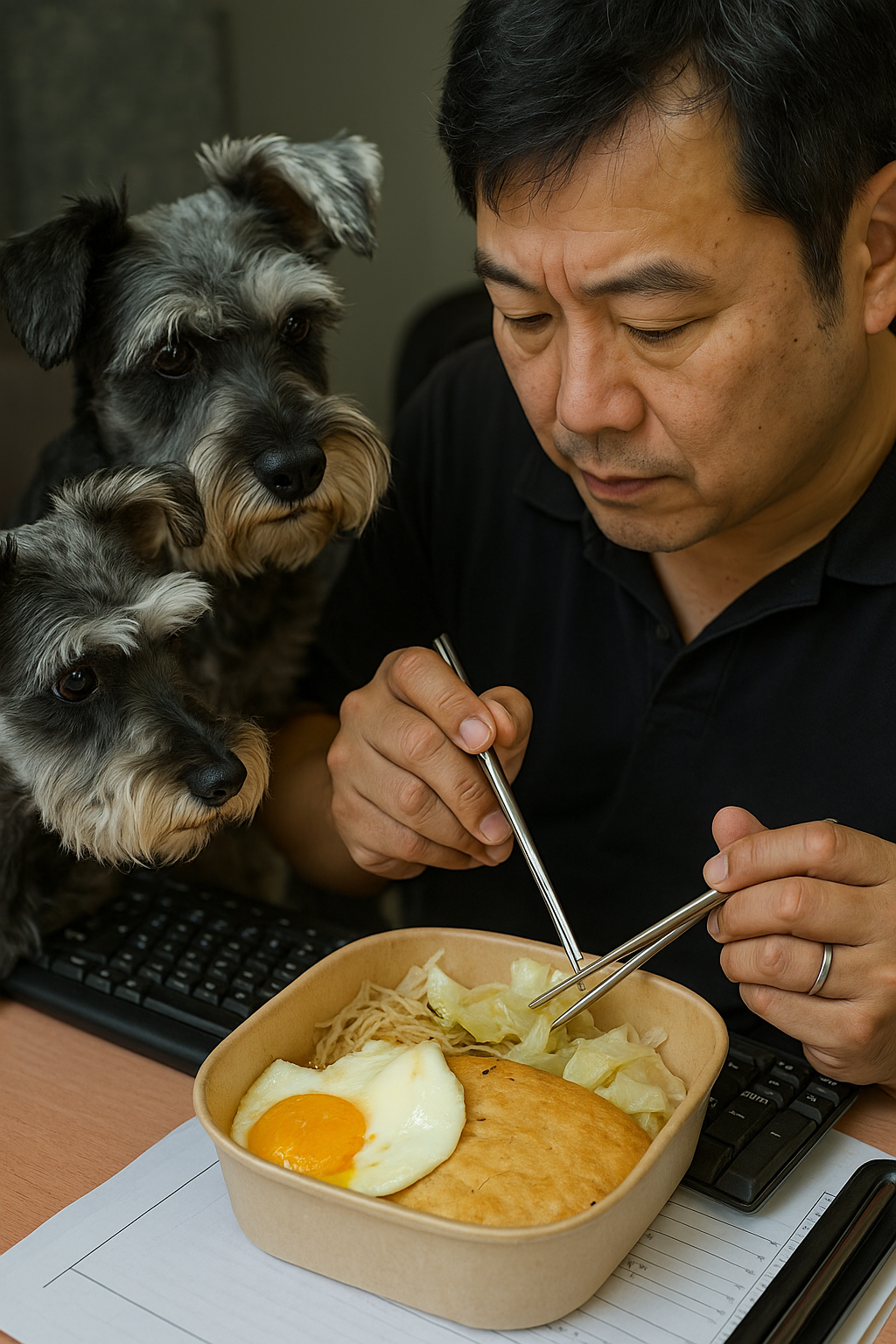 二位小朋友在等。