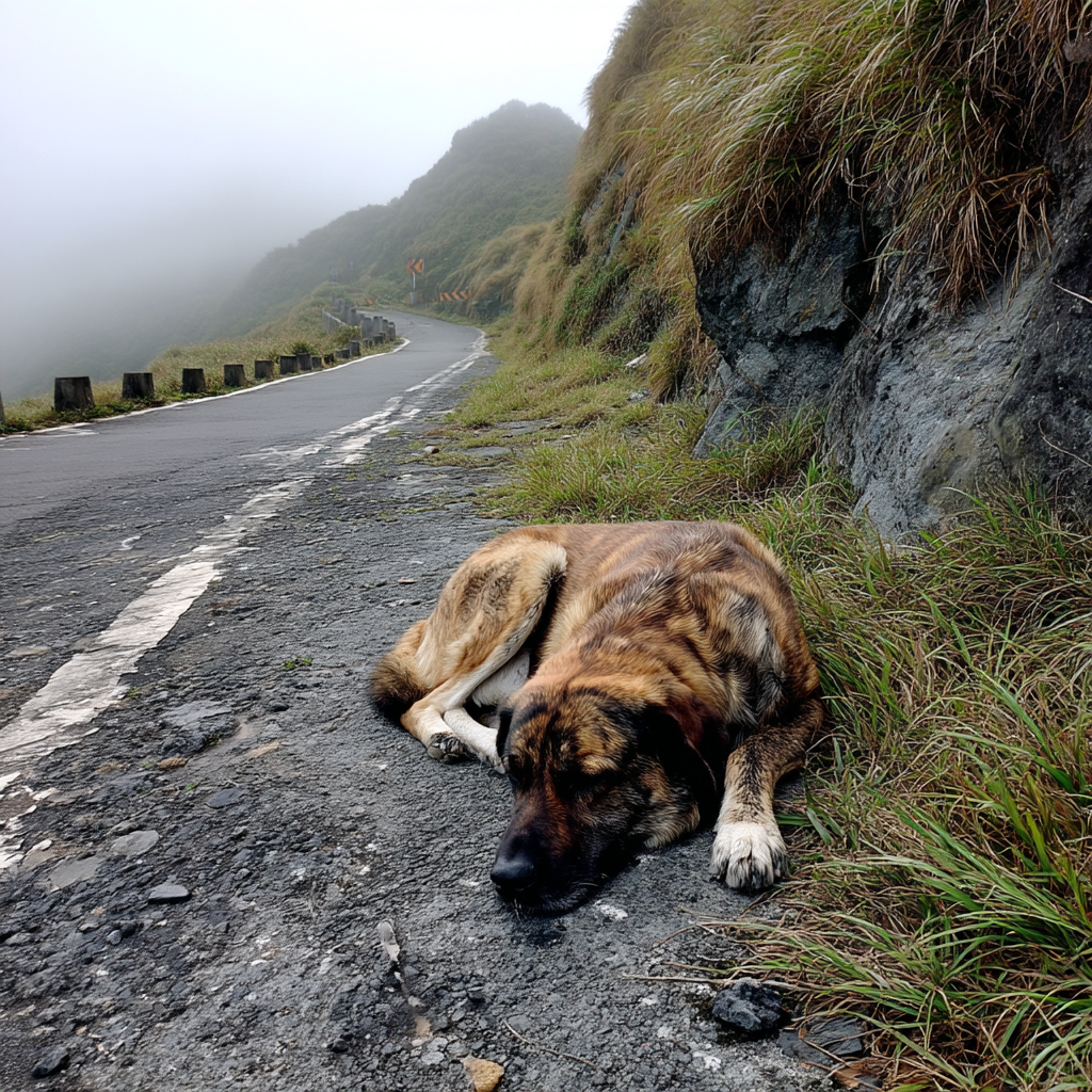 陽明山上有很多流浪狗狗。
