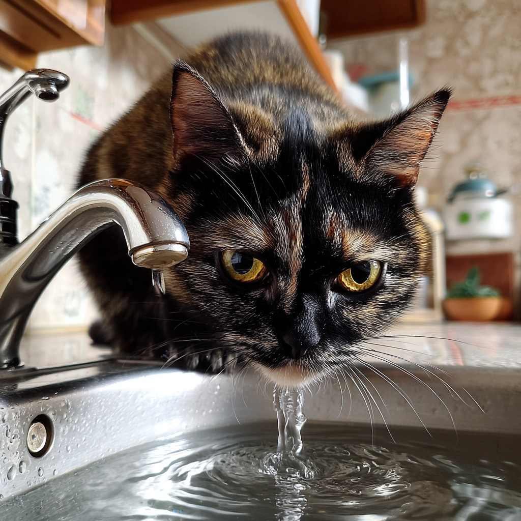 這才是喝水。不用碗，一個水槽，要洗澡也夠用。