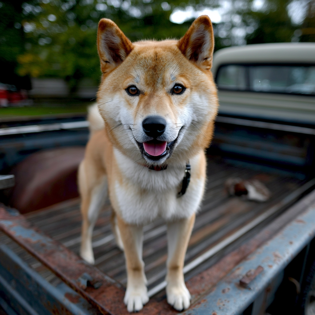 站立在貨車貨斗上