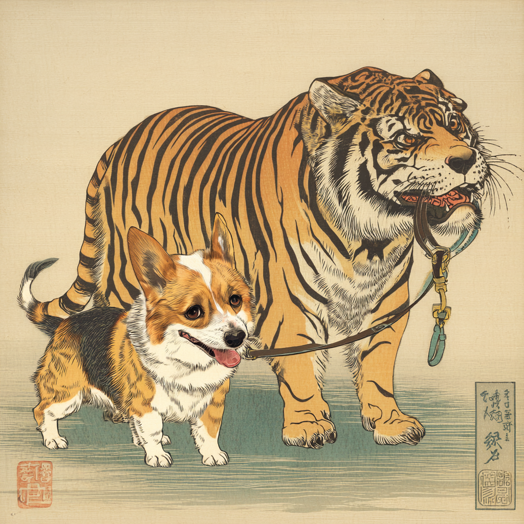 小柯基與大老虎
