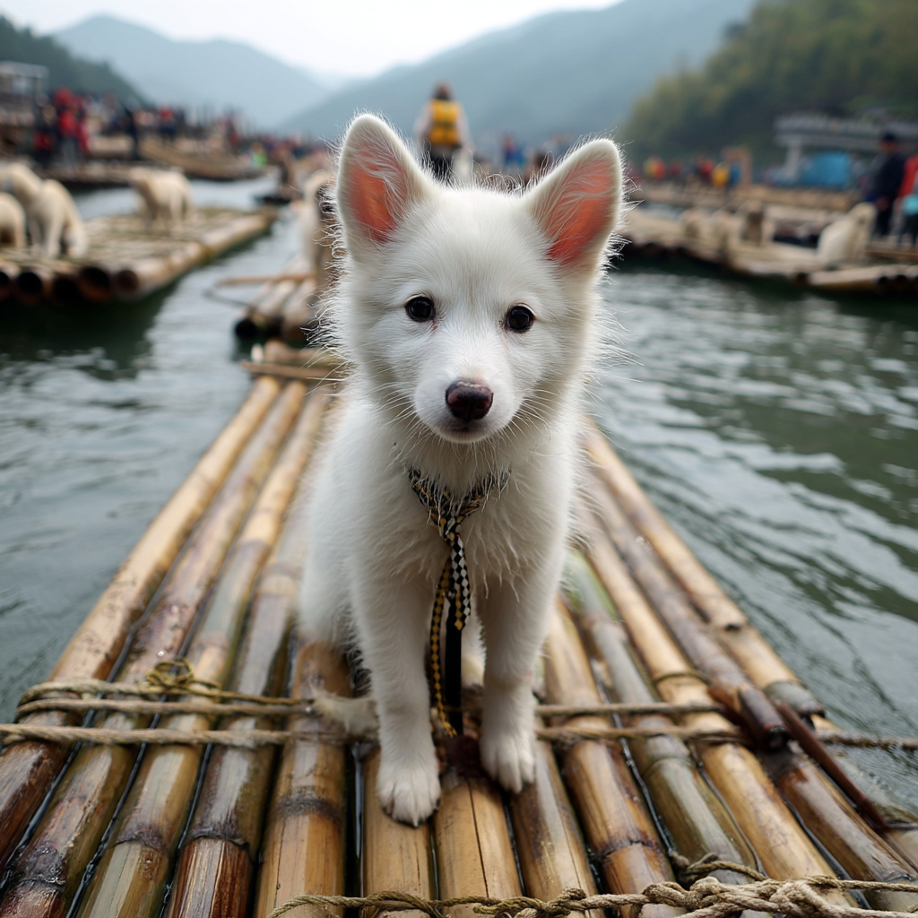 坐竹筏渡河