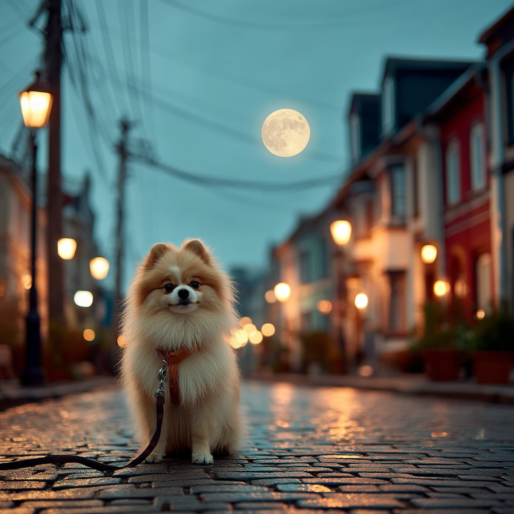 月光下的街頭散步
