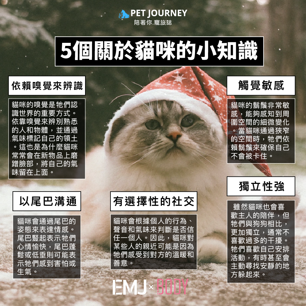 🐱貓貓小知識第二彈🐱⭐️獨立性強⭐️雖然貓咪ㄔ也會喜歡主人的陪伴，但牠們與狗狗相比，更加獨立，通常不喜歡過多的干擾。牠們喜歡自己安排活動，有時甚至會主動尋找安靜的地方躲起來。⭐️有選擇性的社交⭐️貓咪並不是對所有人都表現出熱情，牠們會根據個人的行為、聲音和氣味來判斷是否信任一個人。因此，貓咪對某些人的親近可能是因為牠們感受到對方的溫暖和善意。⭐️觸覺敏感⭐️ 貓咪的鬍鬚非常敏感