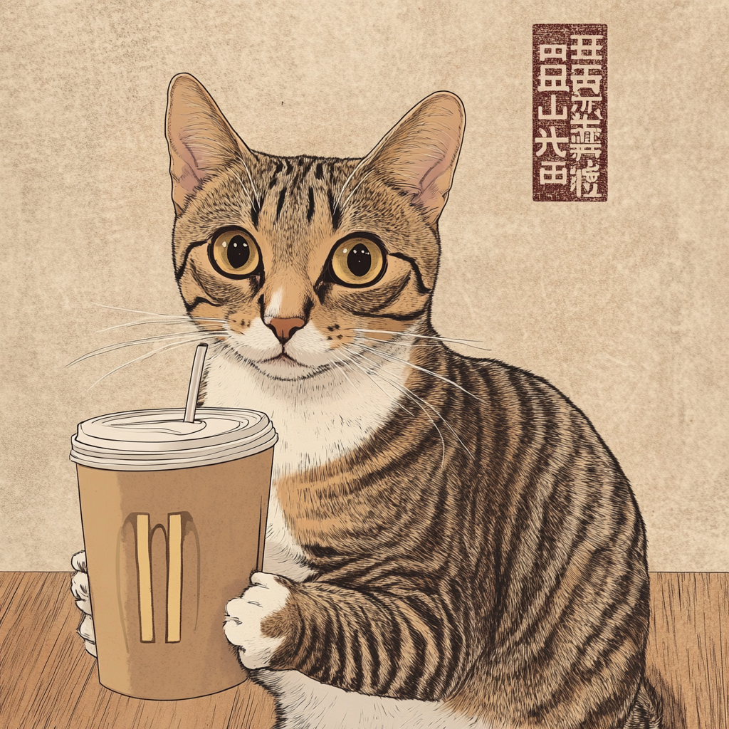 紙箱在日本的麥當勞喝咖啡