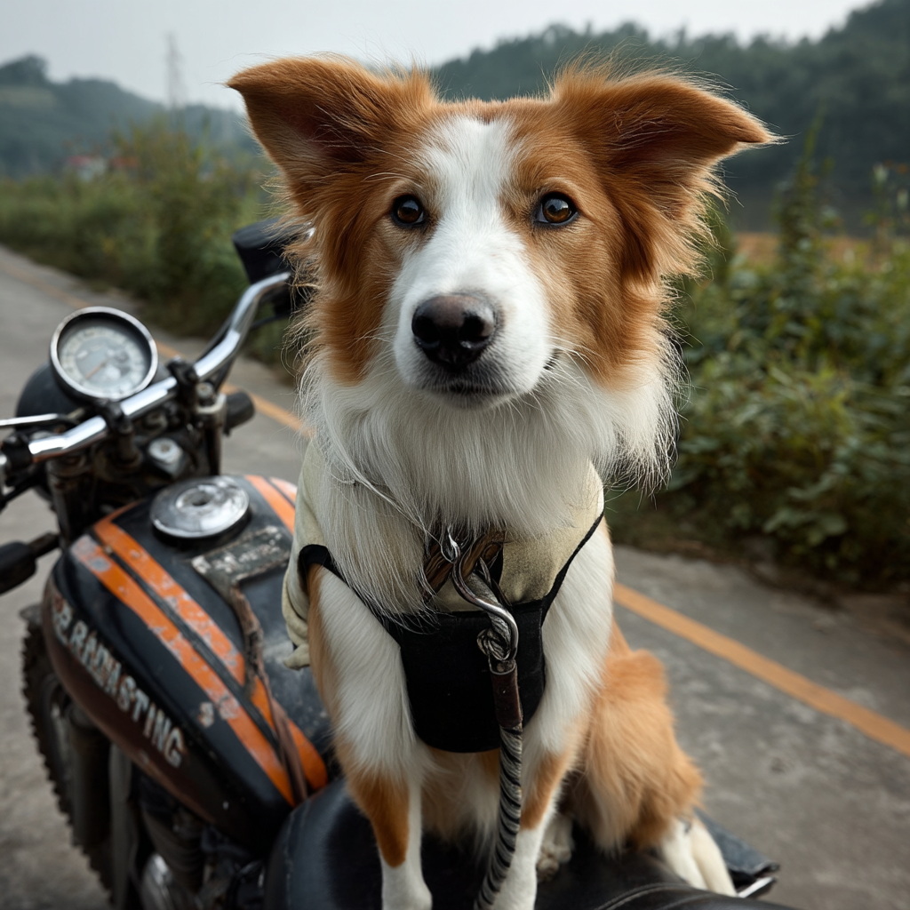 坐在機車後座，要出發了