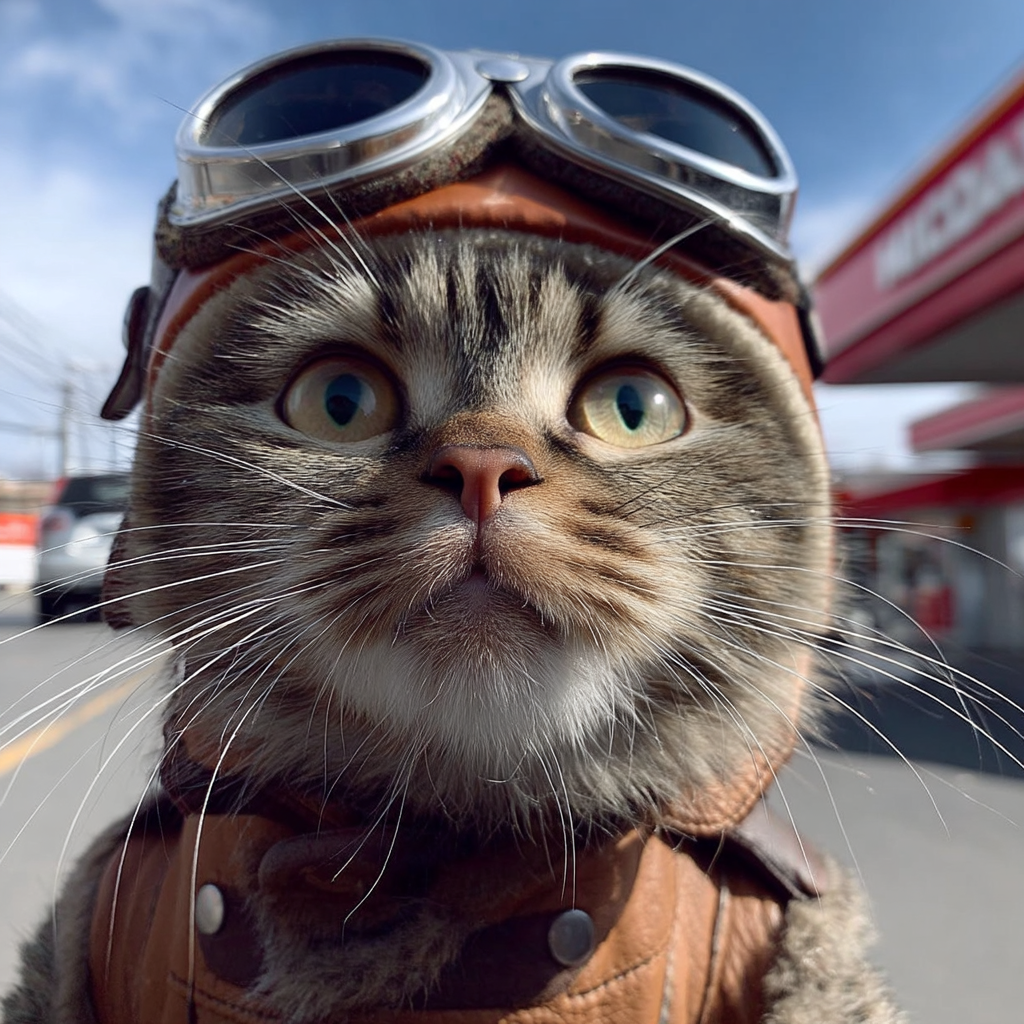 全副裝備，騎機車出發。