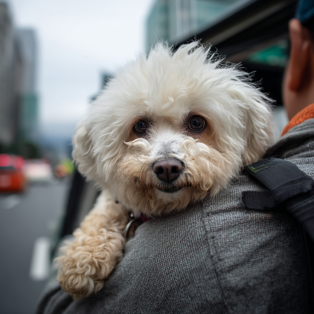 車子多，抱著小熊小朋友過馬路