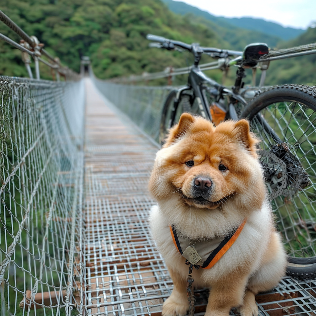 騎腳踏車過橋。