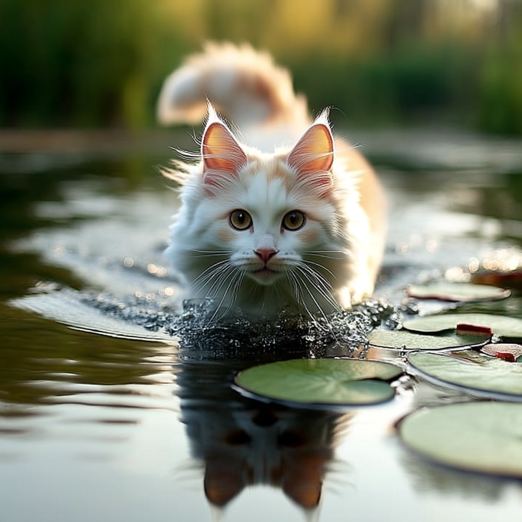 貓咪一樣會游泳喔！