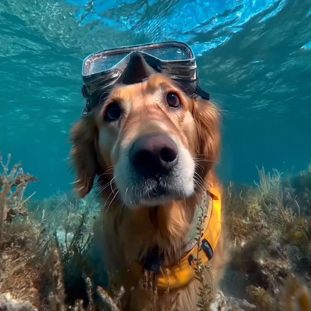 會潛水的黃金獵犬