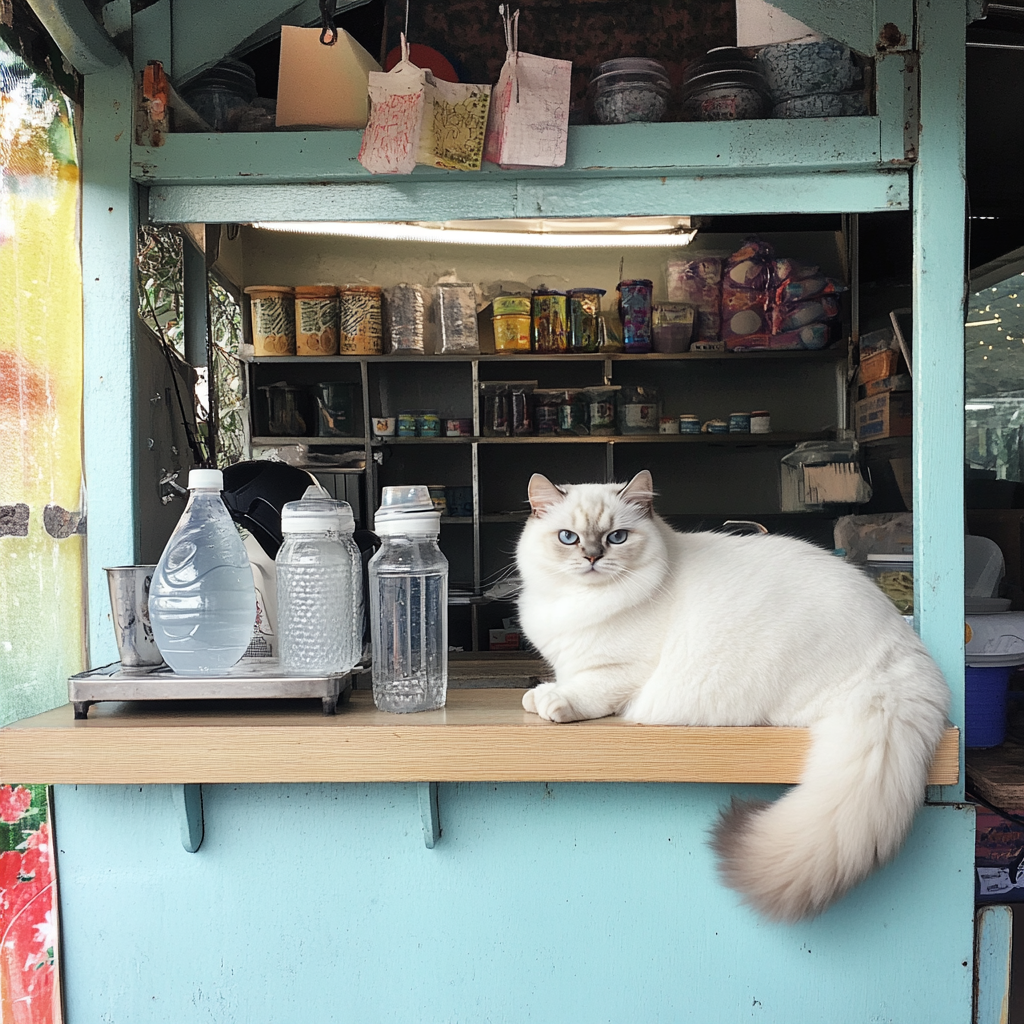 涼水攤的店貓呱呱。