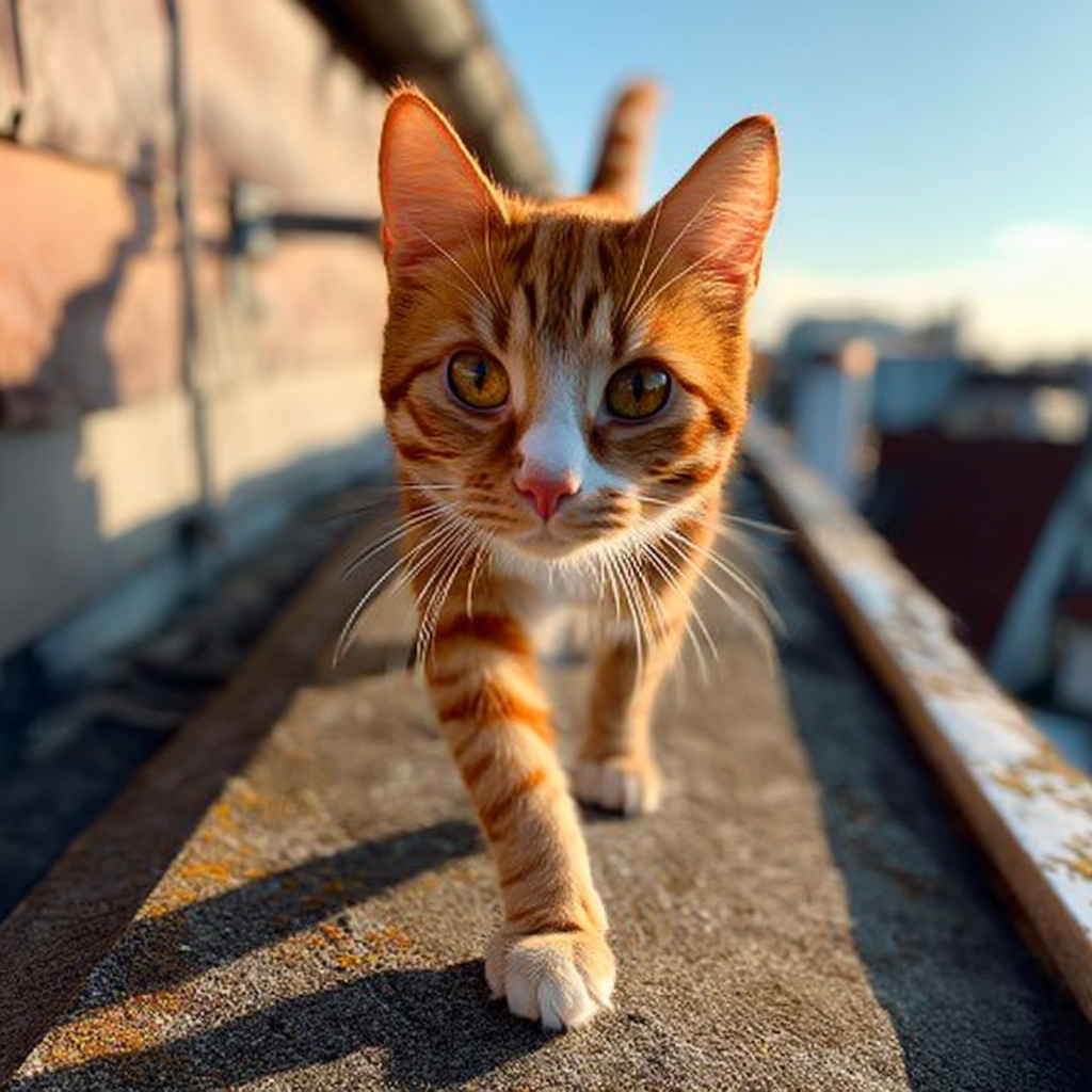 在頂樓平台散步