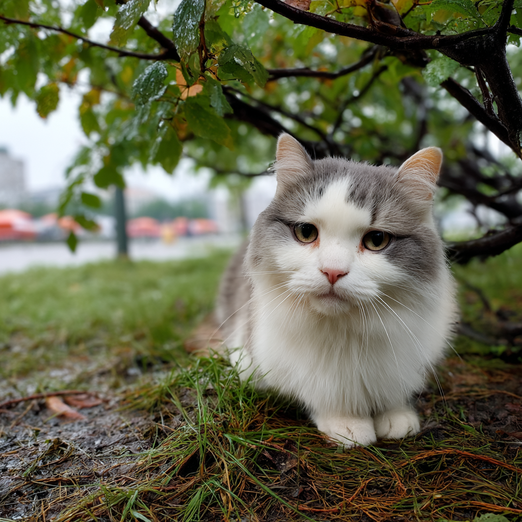 已經搞不清楚，現在是在躲雨？在淋雨？