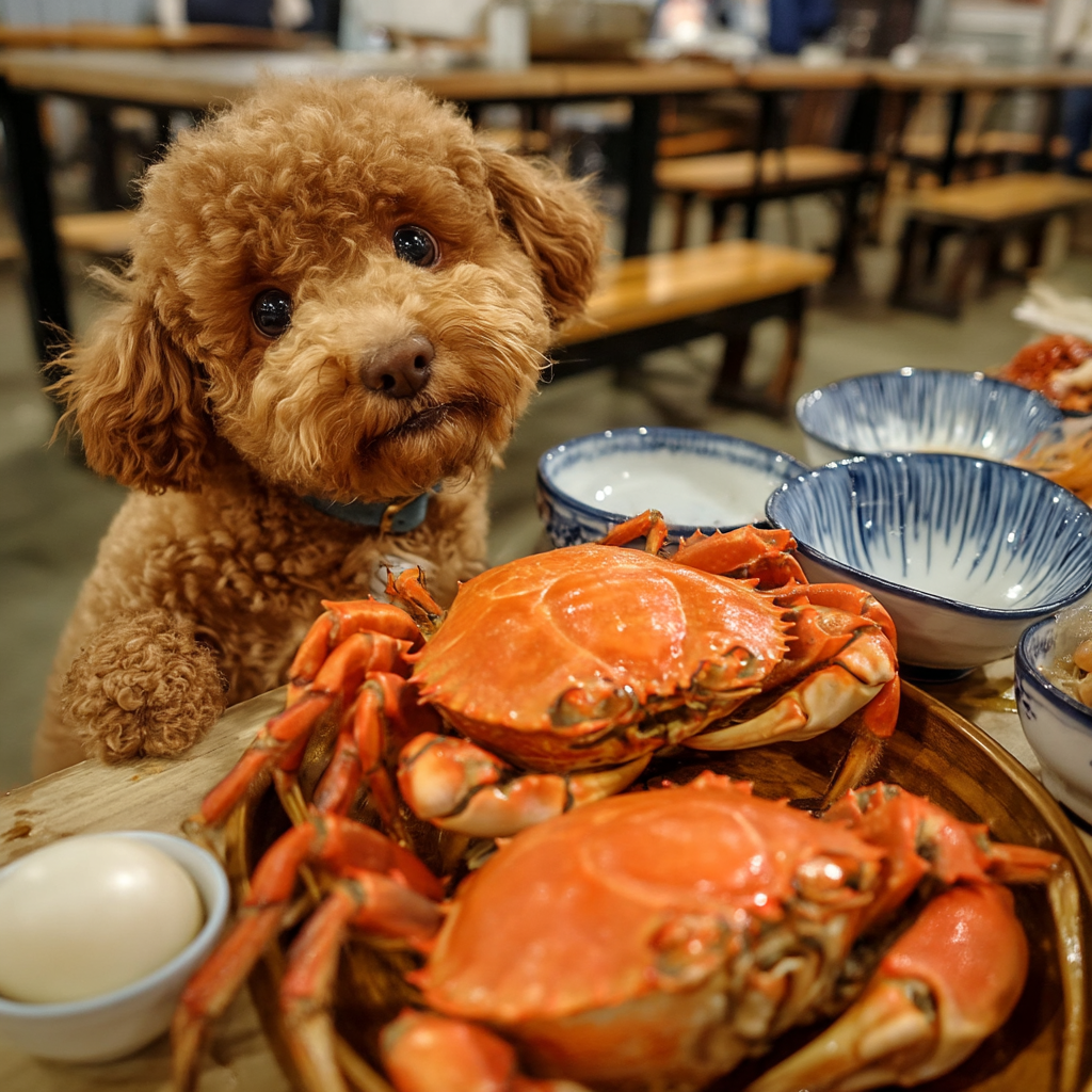 海產店吃清蒸螃蟹。