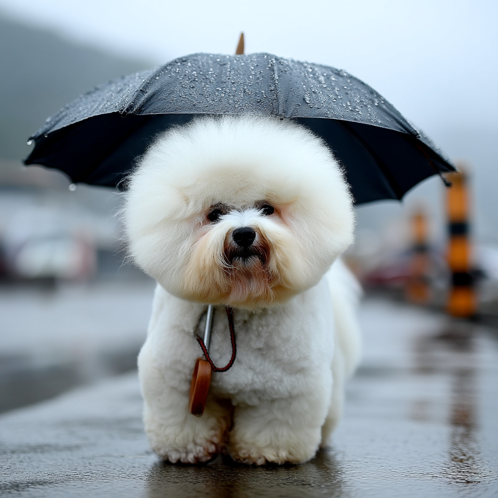 下雨沒關係。撐傘也要出門，照樣蹓狗。