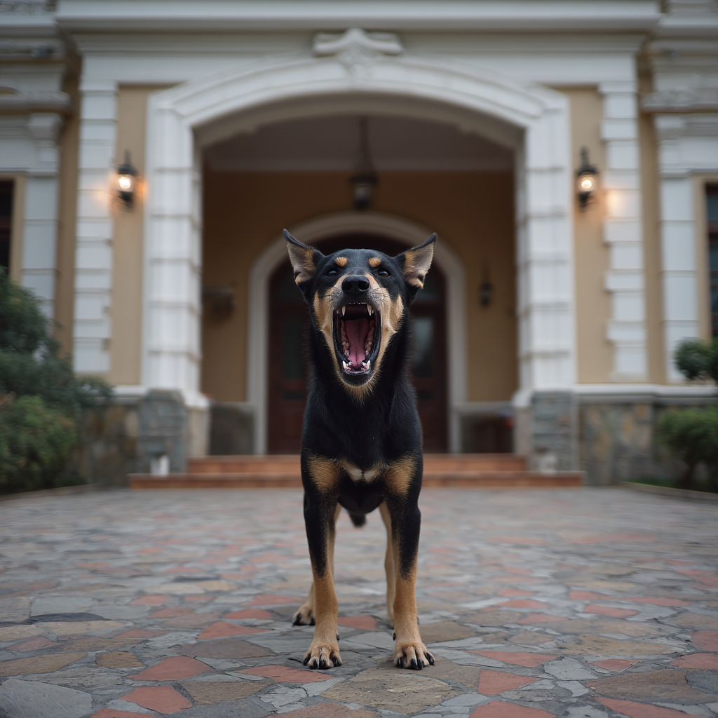 注意看狗狗後面的背景。這是〔狗仗人勢〕