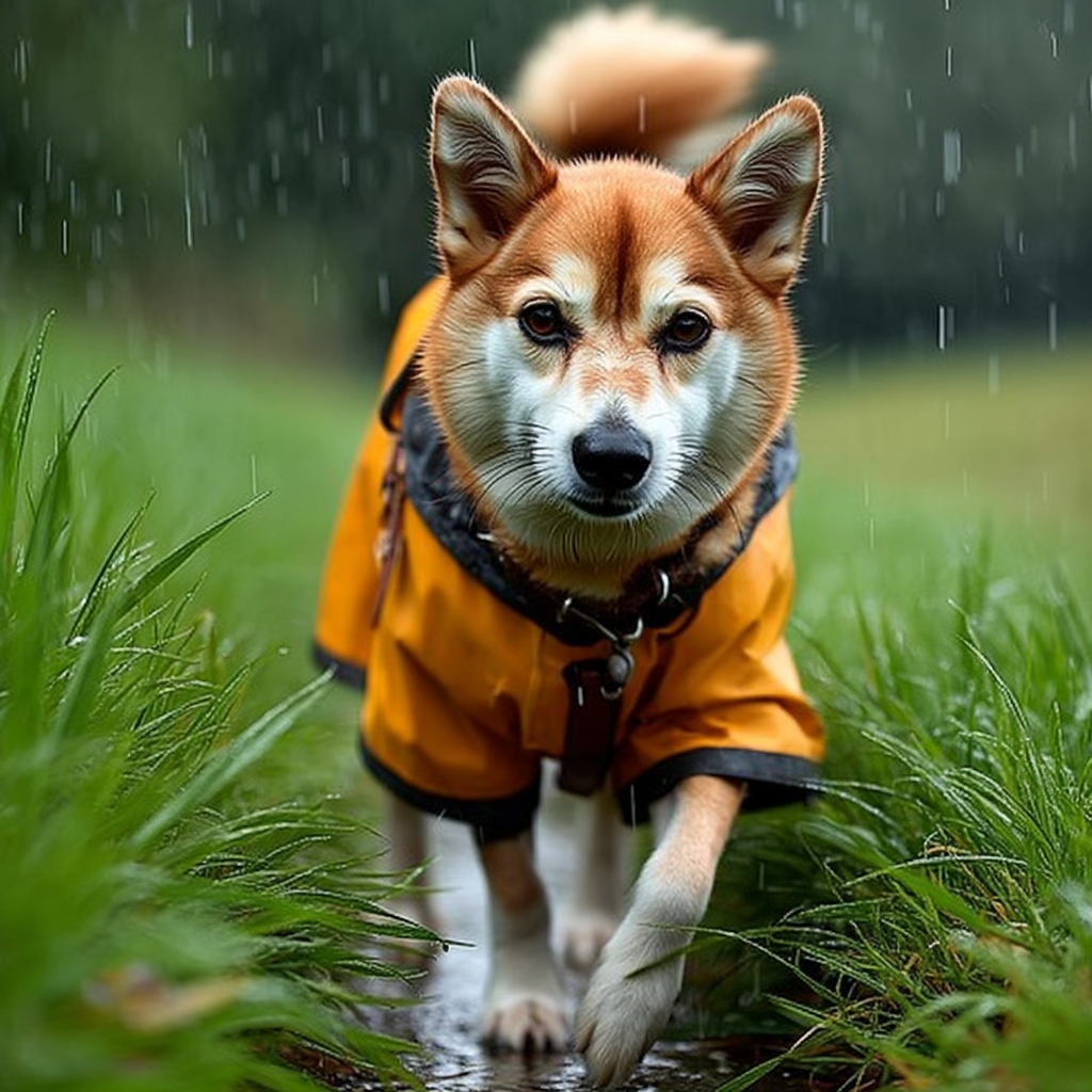 超大豪雨中穿雨衣獨行