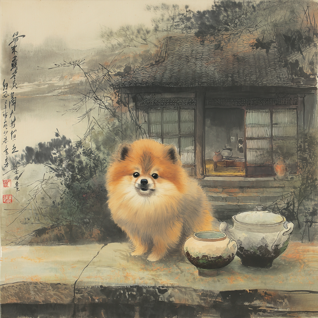 水墨畫裡的胖胖