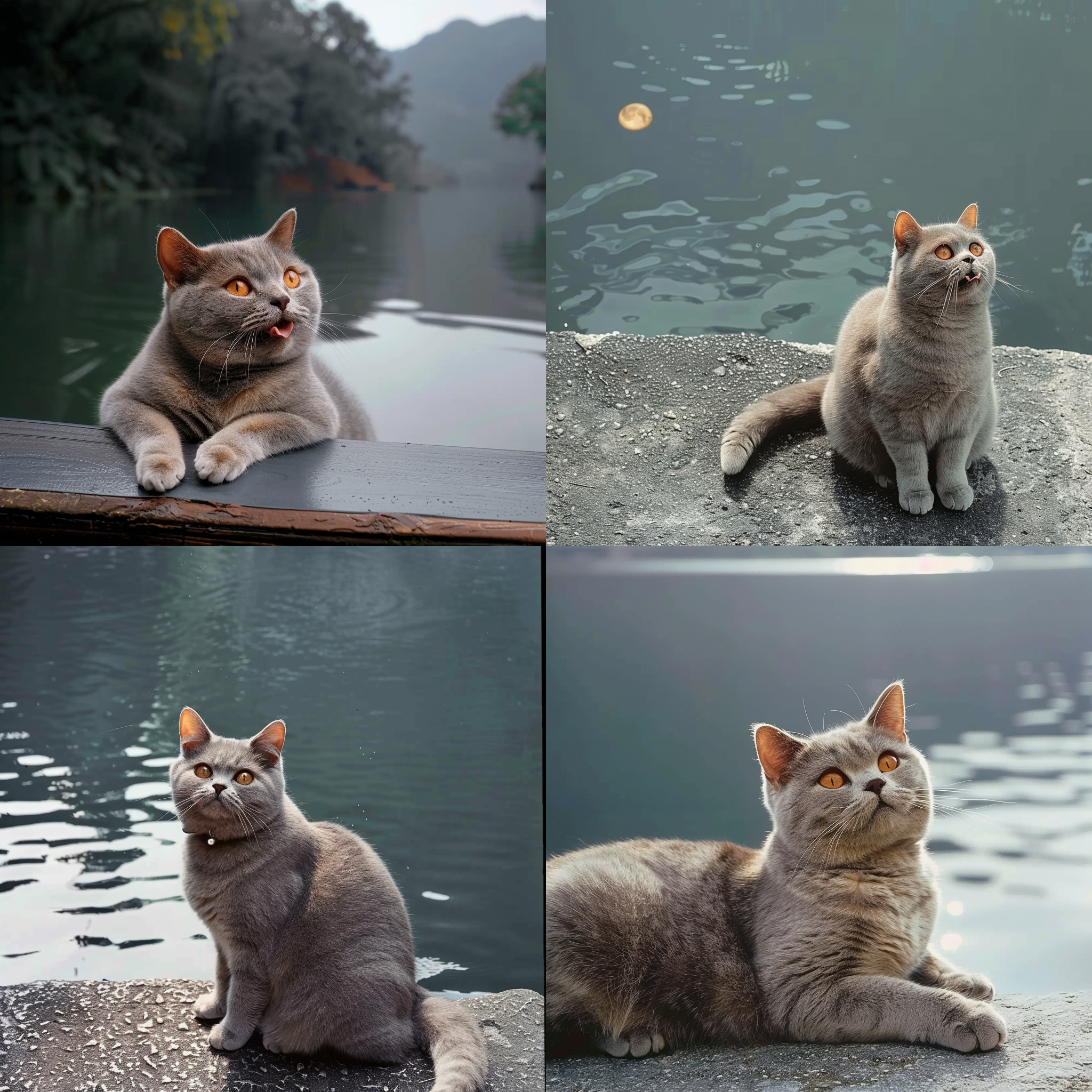 阿吉在日月潭游泳，怎麼感覺在泡湯啊...