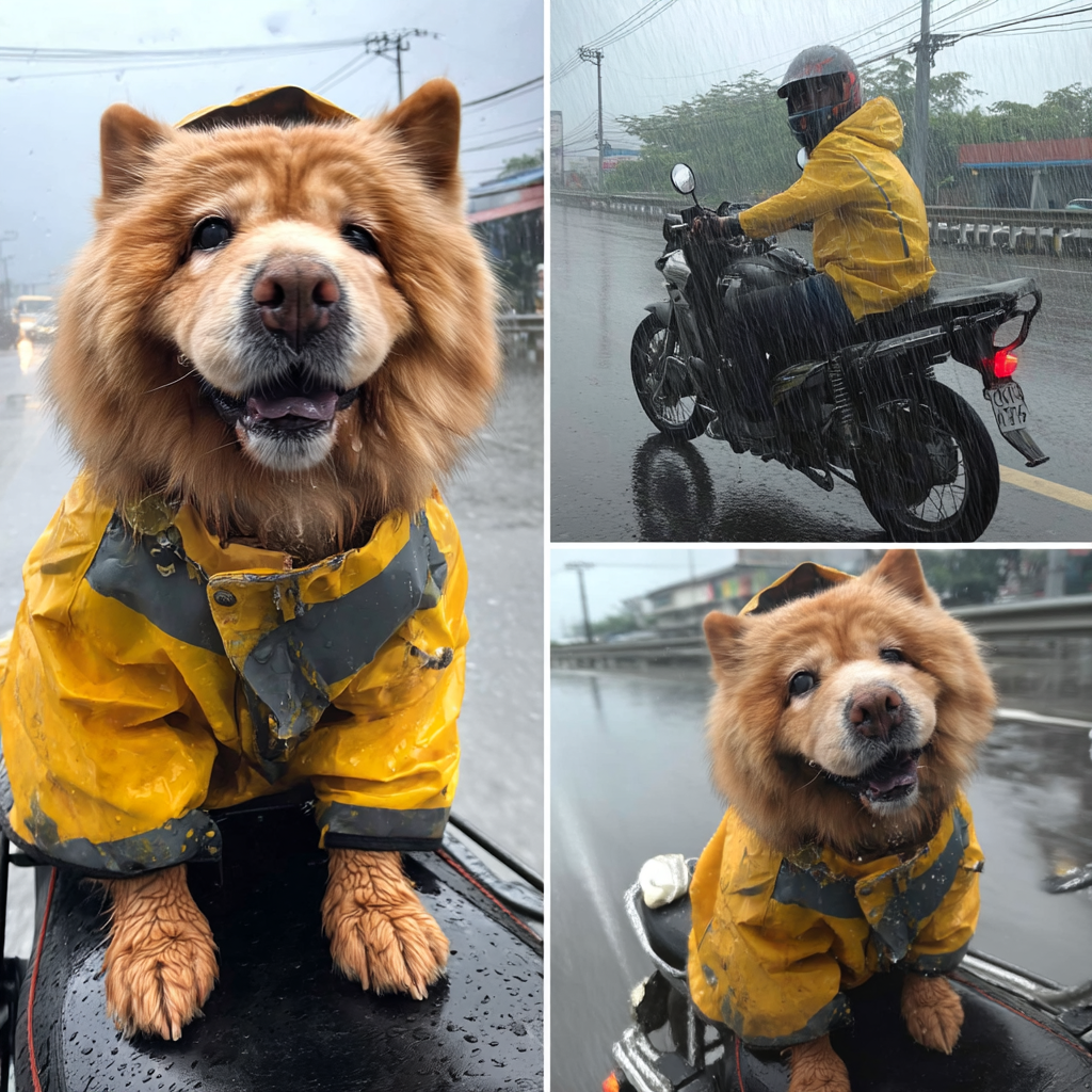 穿雨衣坐摩托車